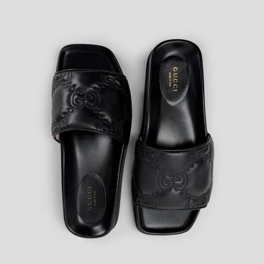 Gucci GG Quilted Leather Slide Sandals