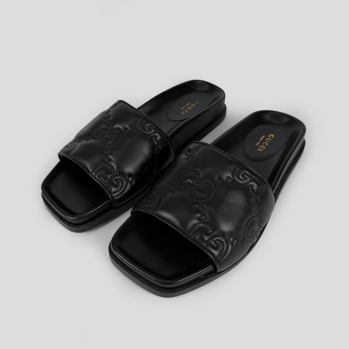 Gucci GG Quilted Leather Slide Sandals
