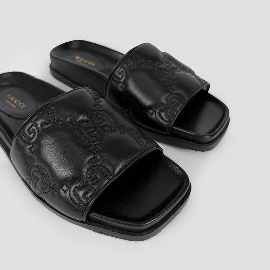 Gucci GG Quilted Leather Slide Sandals