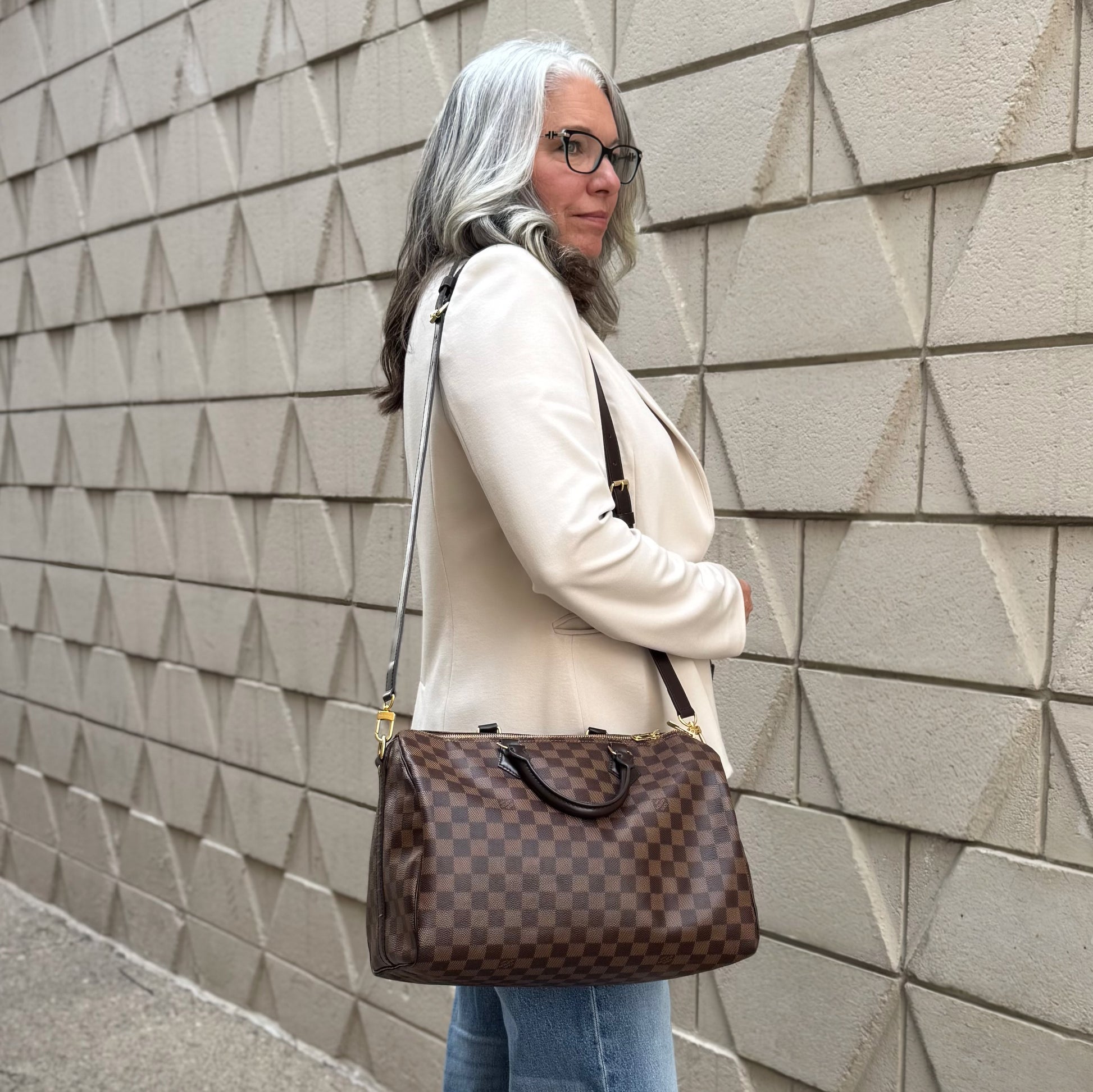 Street Style Speedy 35 Damier Ebene Bandouliere Louis Vuitton