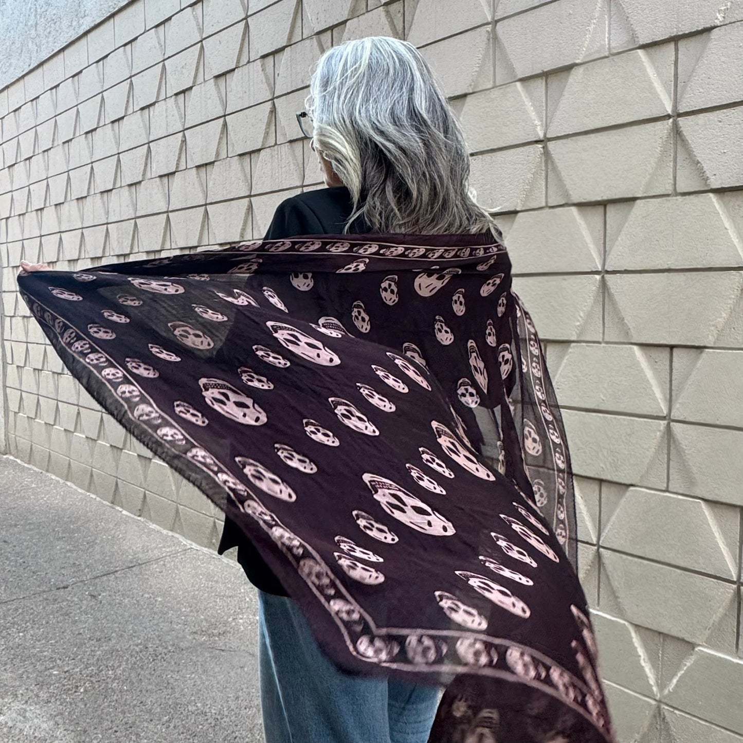 Alexander McQueen Burgundy Skull Scarf