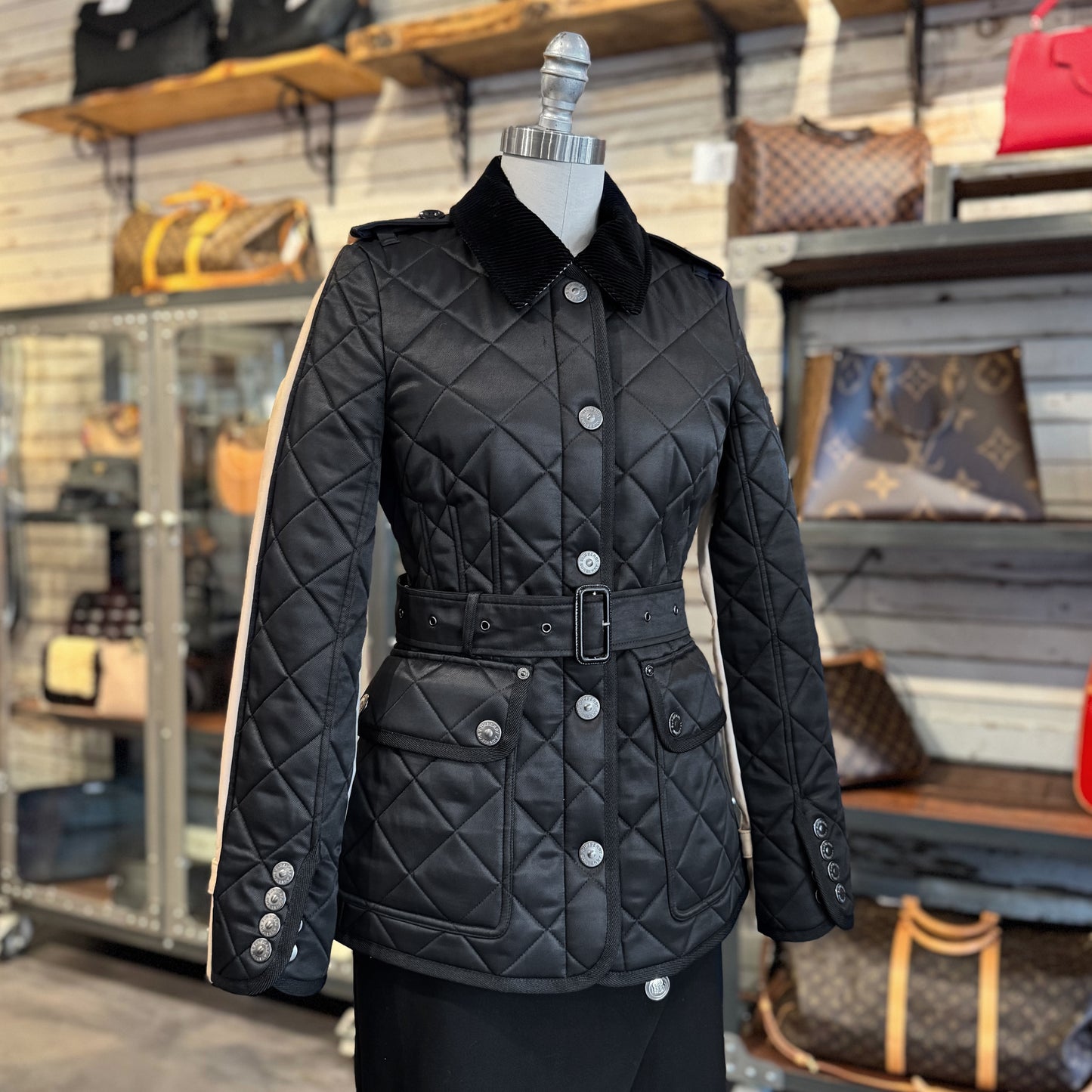 Burberry Diamond Quilting Belted Jacket