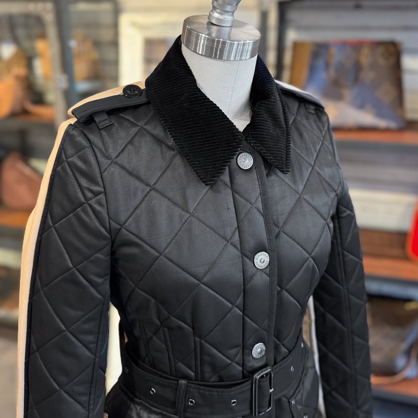 Burberry Diamond Quilting Belted Jacket