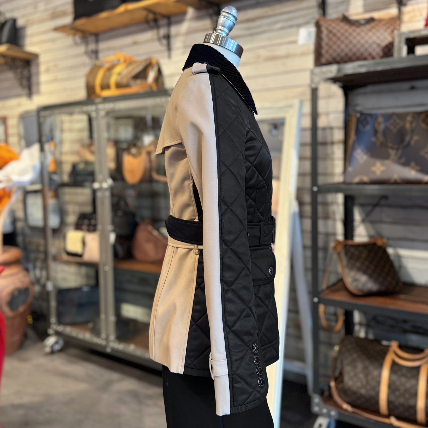 Burberry Diamond Quilting Belted Jacket