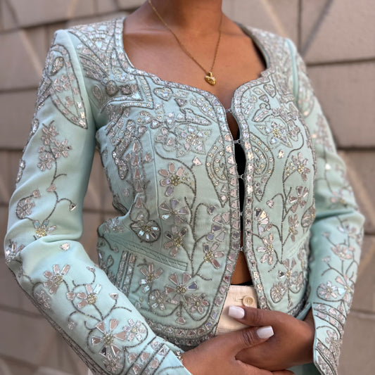 Emilio Pucci Embellished Turquoise Blazer