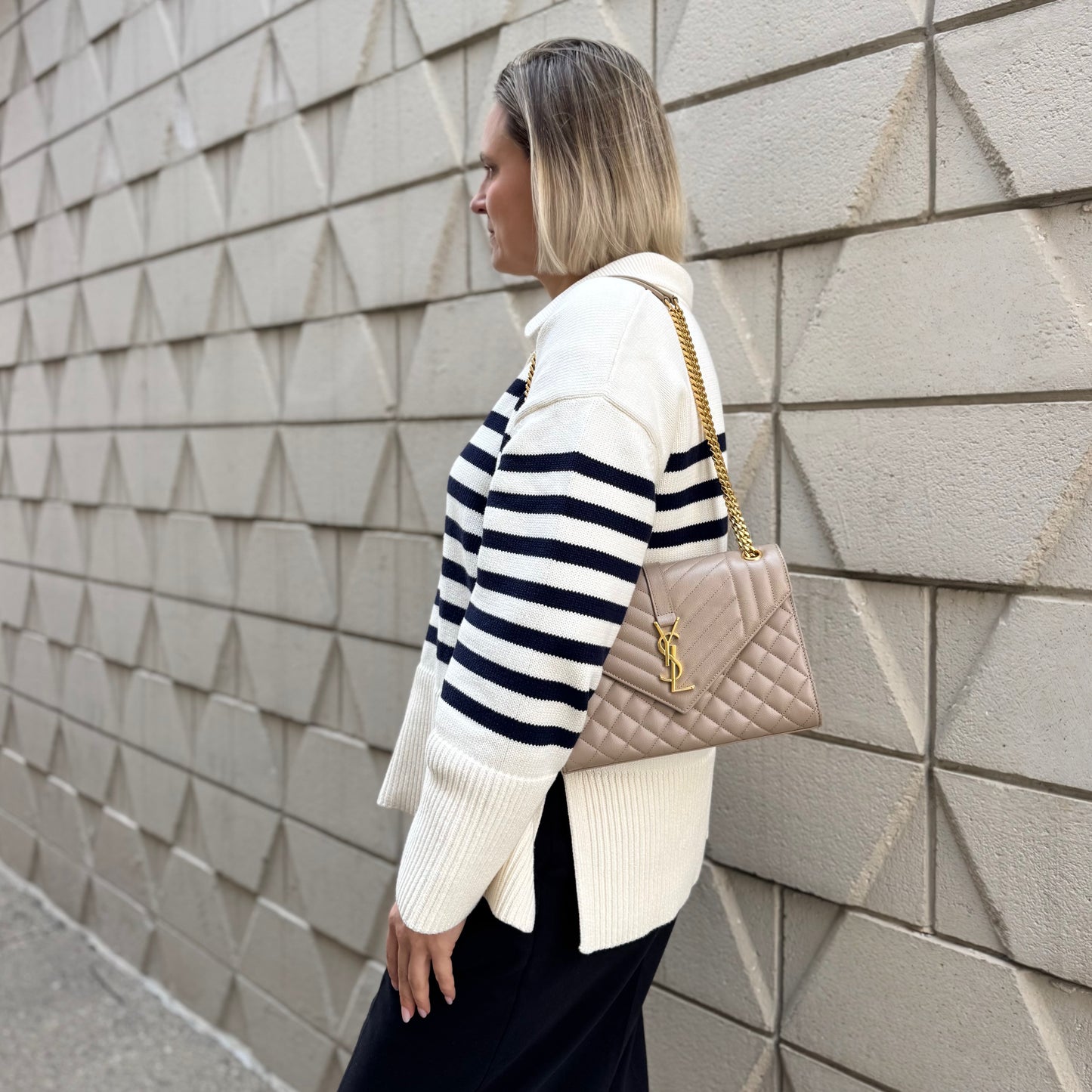 Saint Laurent Envelope Triquilt Medium Shoulder Bag