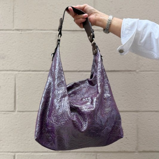 Etro Embossed Leather Paisley Hobo Bag