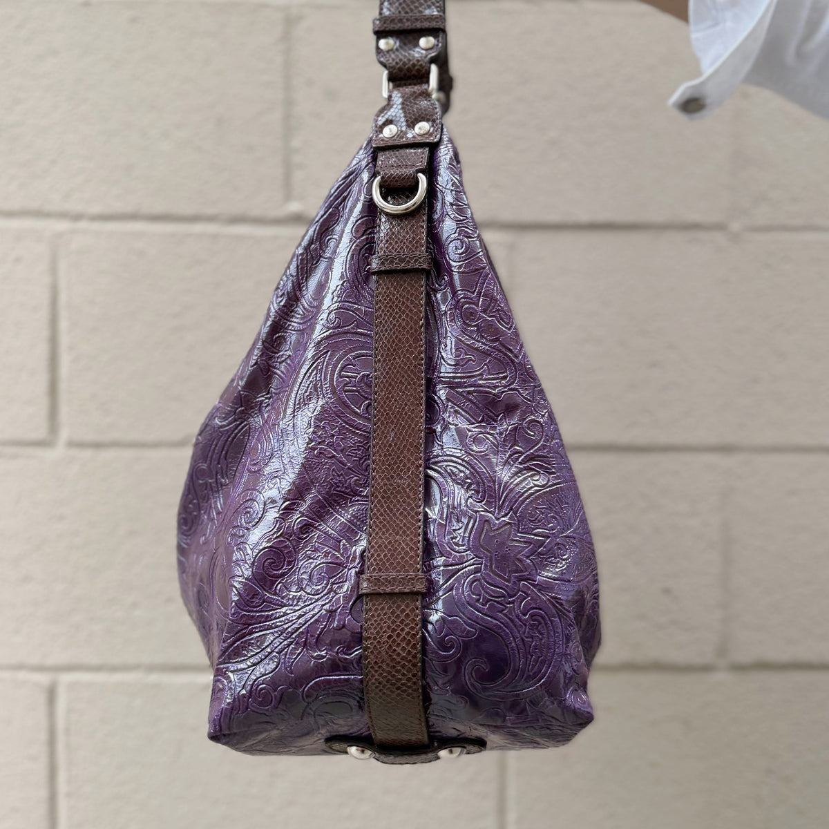 Etro Embossed Leather Paisley Hobo Bag