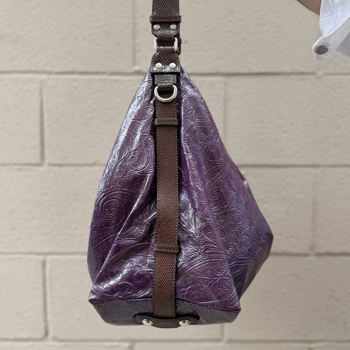 Etro Embossed Leather Paisley Hobo Bag