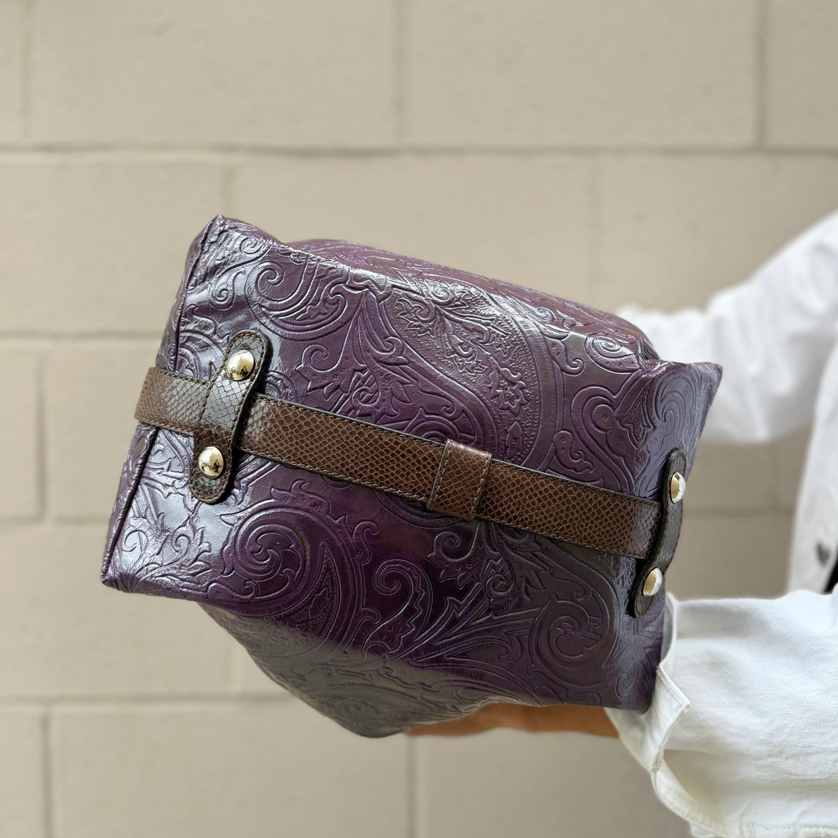 Etro Embossed Leather Paisley Hobo Bag