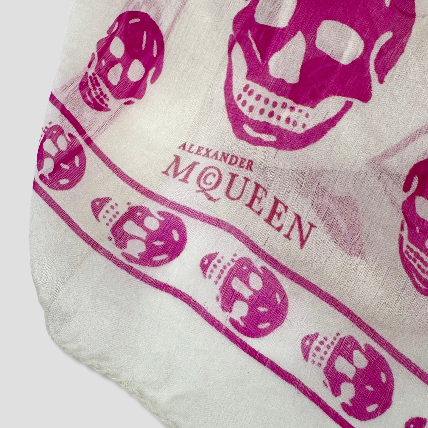 Alexander McQueen Pink White Skull Scarf