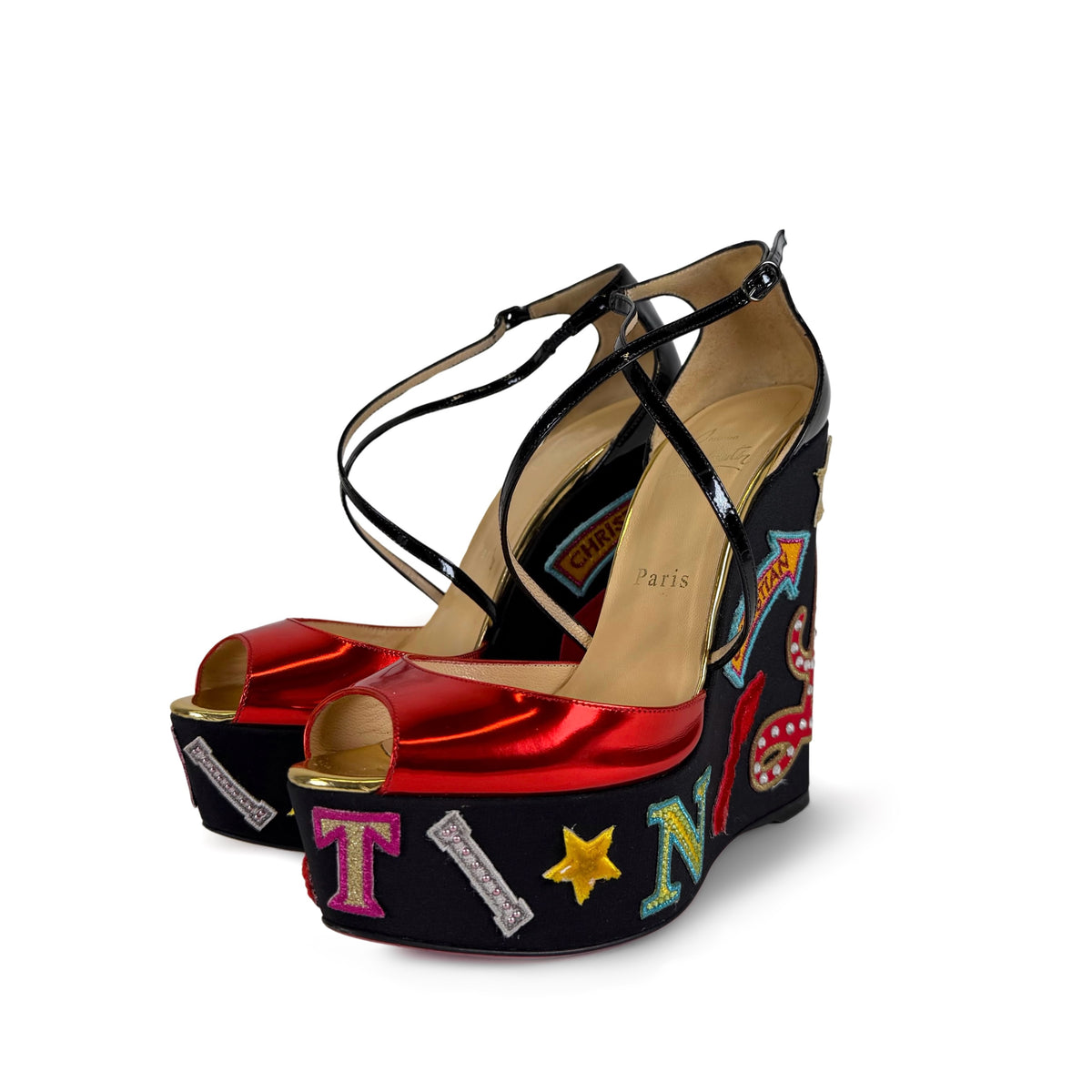 Christian Louboutin Loubi Zeppa Crisscross Wedges