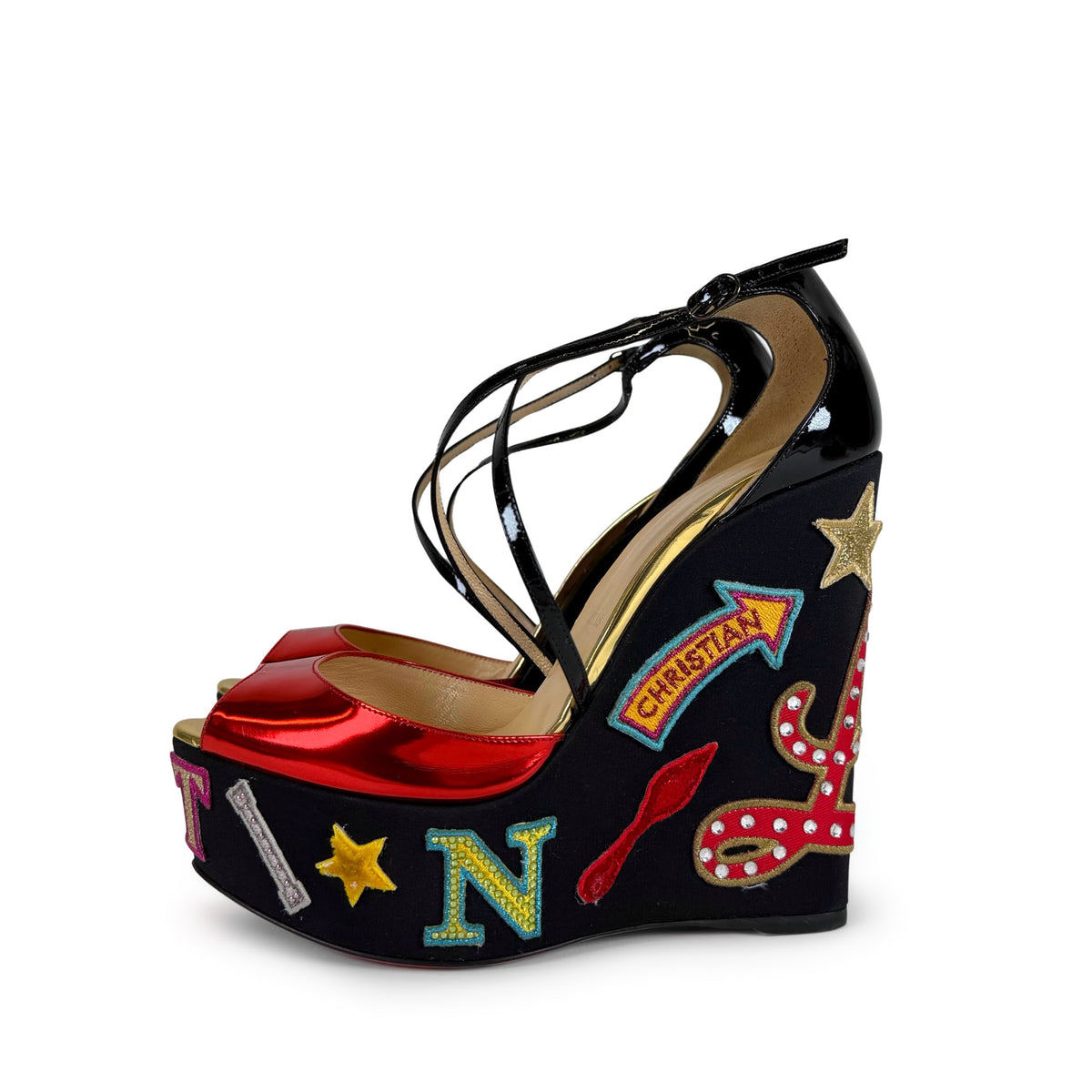 Christian Louboutin Loubi Zeppa Crisscross Wedges