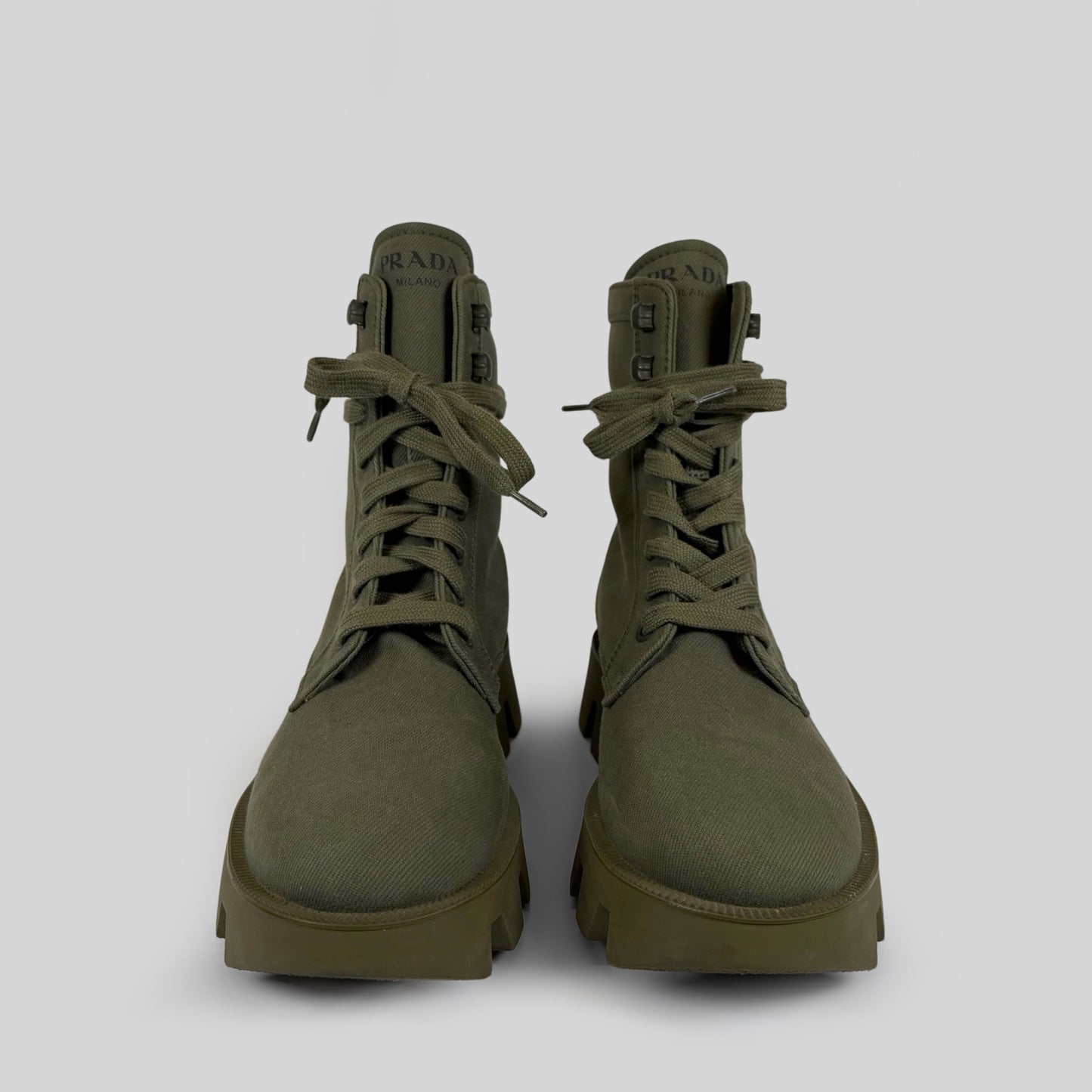 Prada Canvas Combat Boots