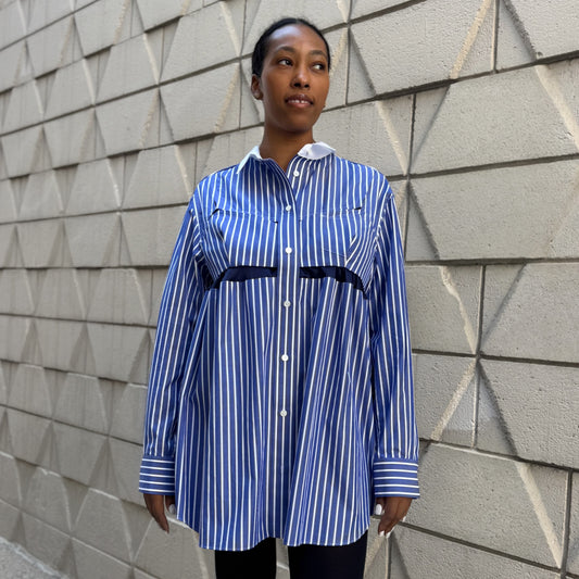 Sacai Poplin Pinstripe Print Shirt