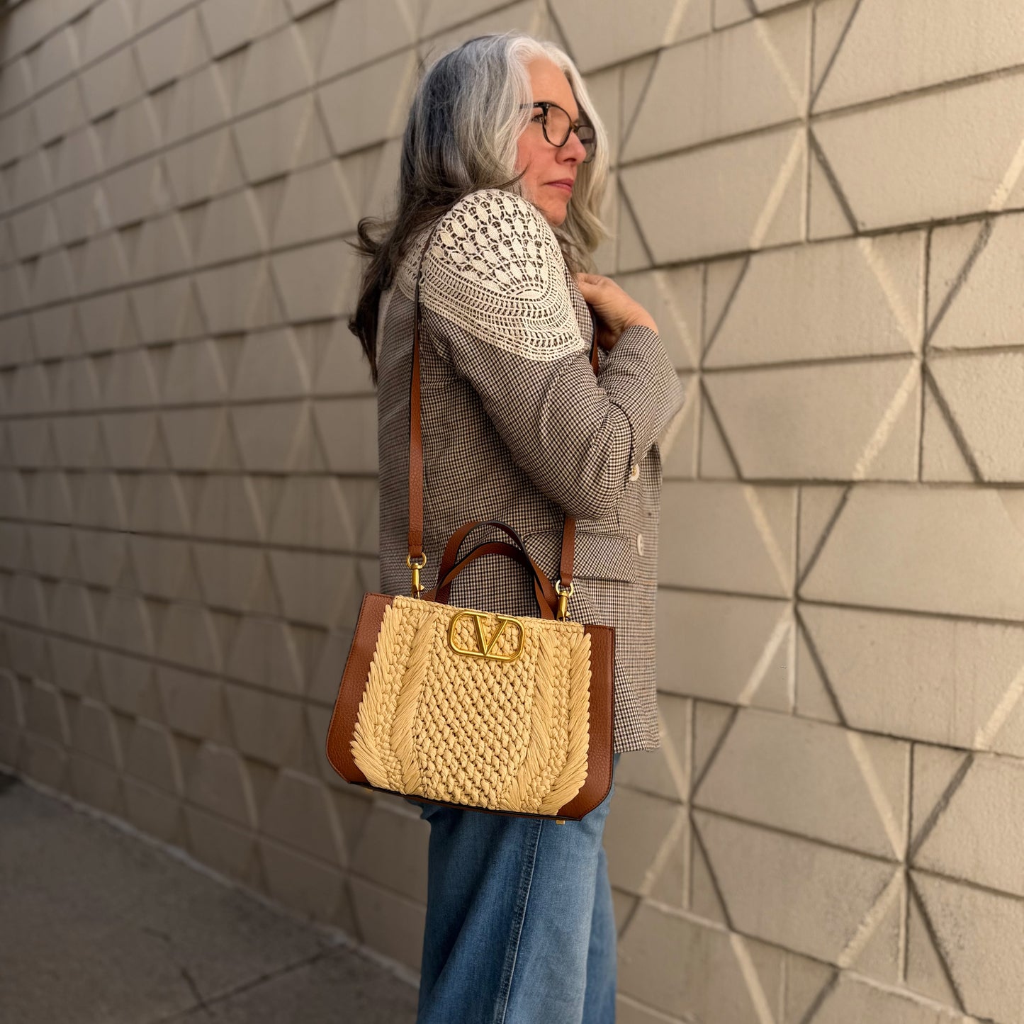 Valentino Garavani Raffia VLogo Signature Tote Bag