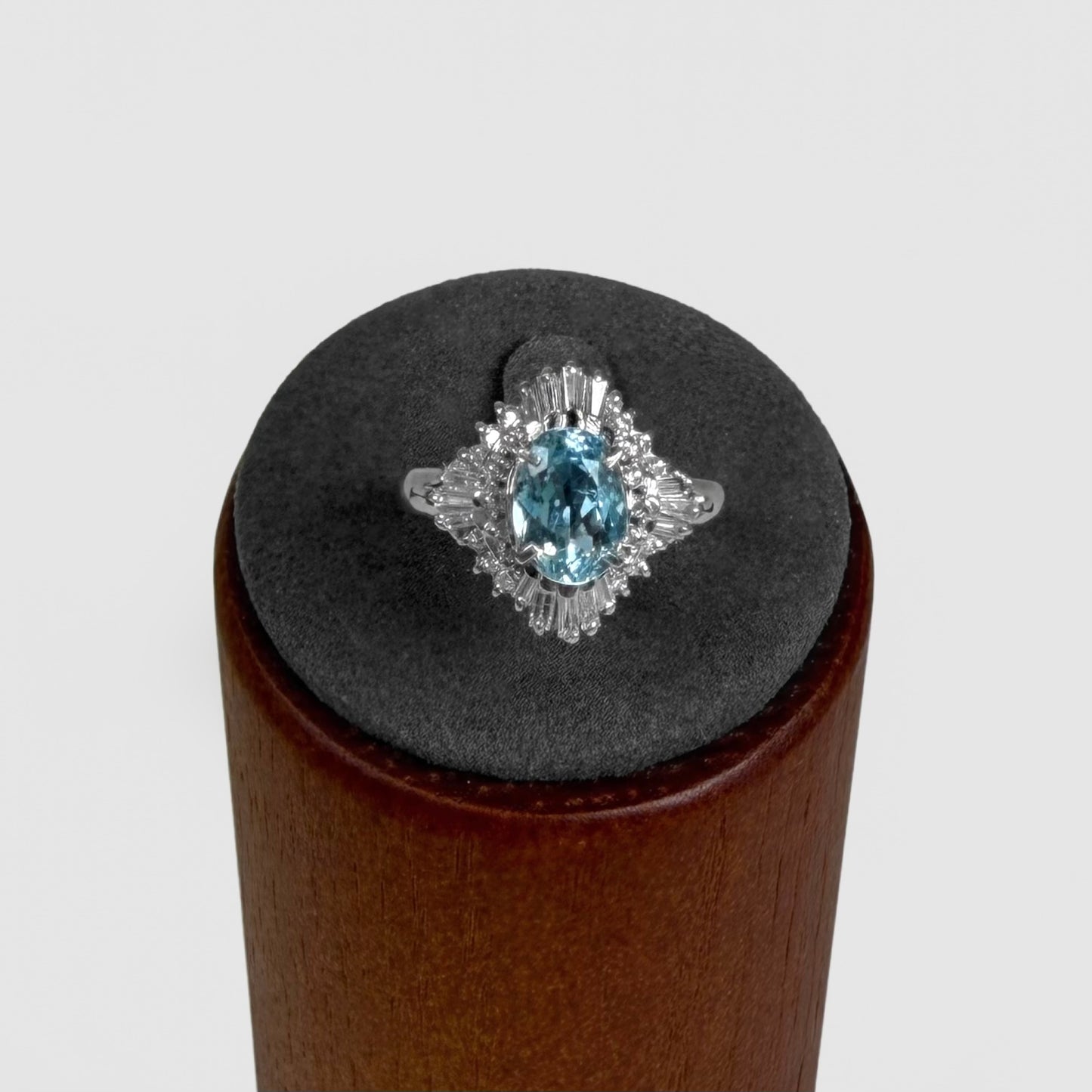 Platinum Aquamarine & Diamond Ring
