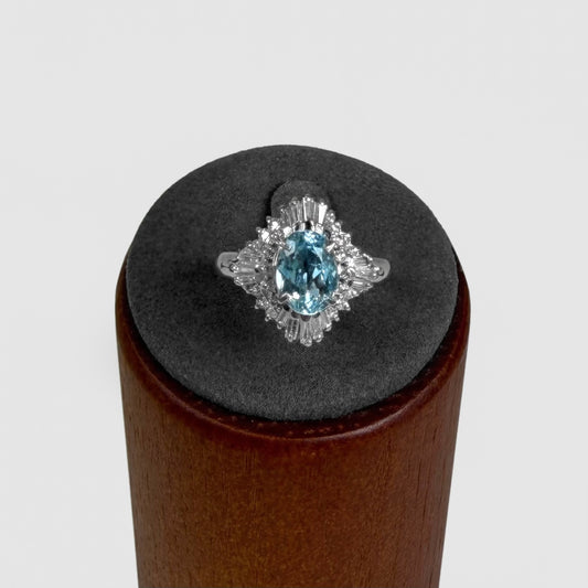 Platinum Aquamarine & Diamond Ring