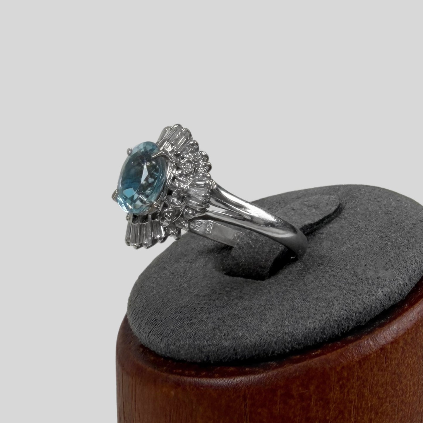 Platinum Aquamarine & Diamond Ring