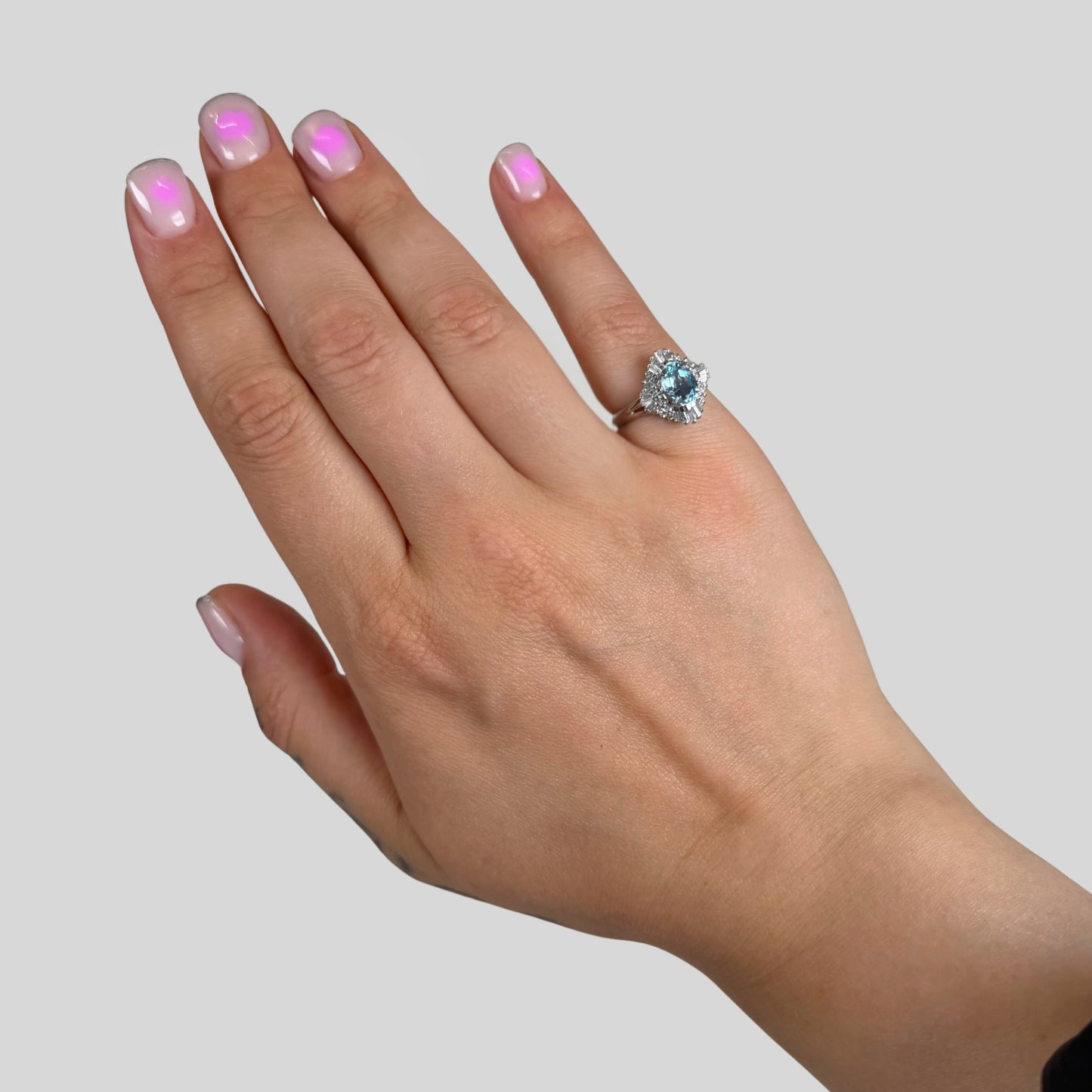 Platinum Aquamarine & Diamond Ring
