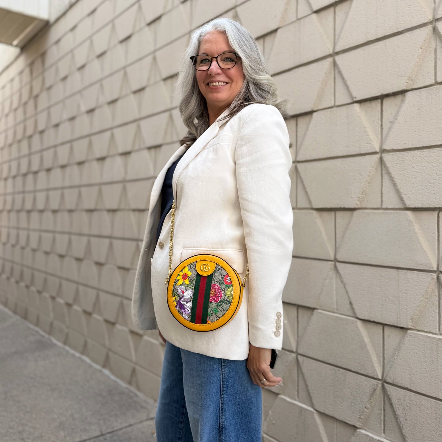 Gucci Ophidia Flora Mini Round Bag