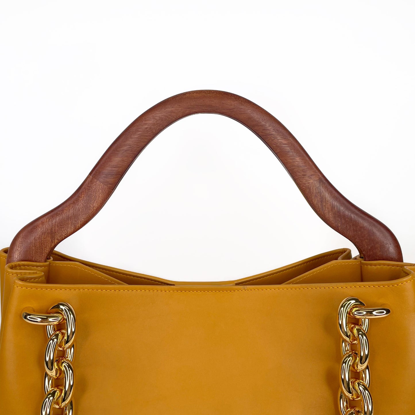 BOTTEGA VENETA Large Brown Mount Chain Bag with Wood Handle