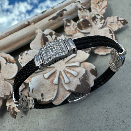 Charriol Black Cable Diamond Bracelet