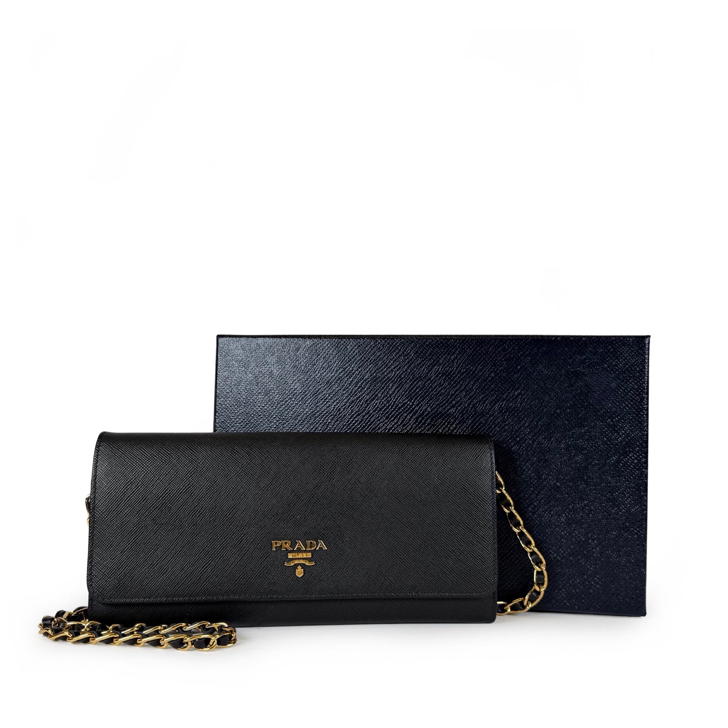 Prada Saffiano Leather Wallet On Chain