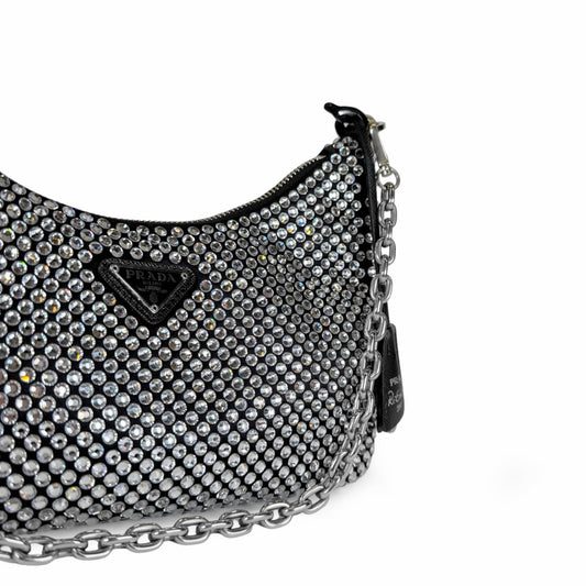 Prada Re-Edition 2005 Satin with Crystals Mini Bag