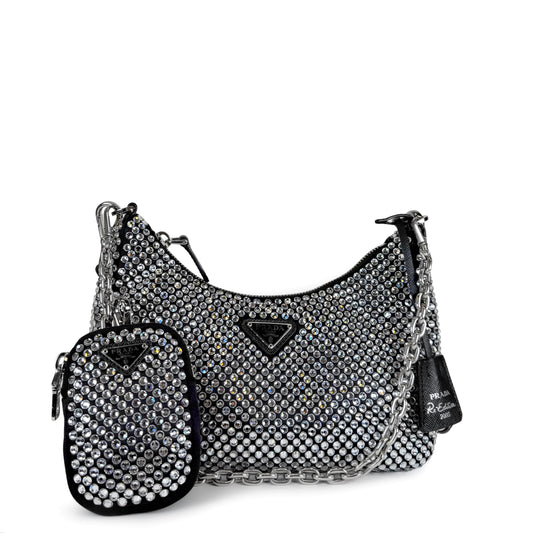 Prada Re-Edition 2005 Satin with Crystals Mini Bag