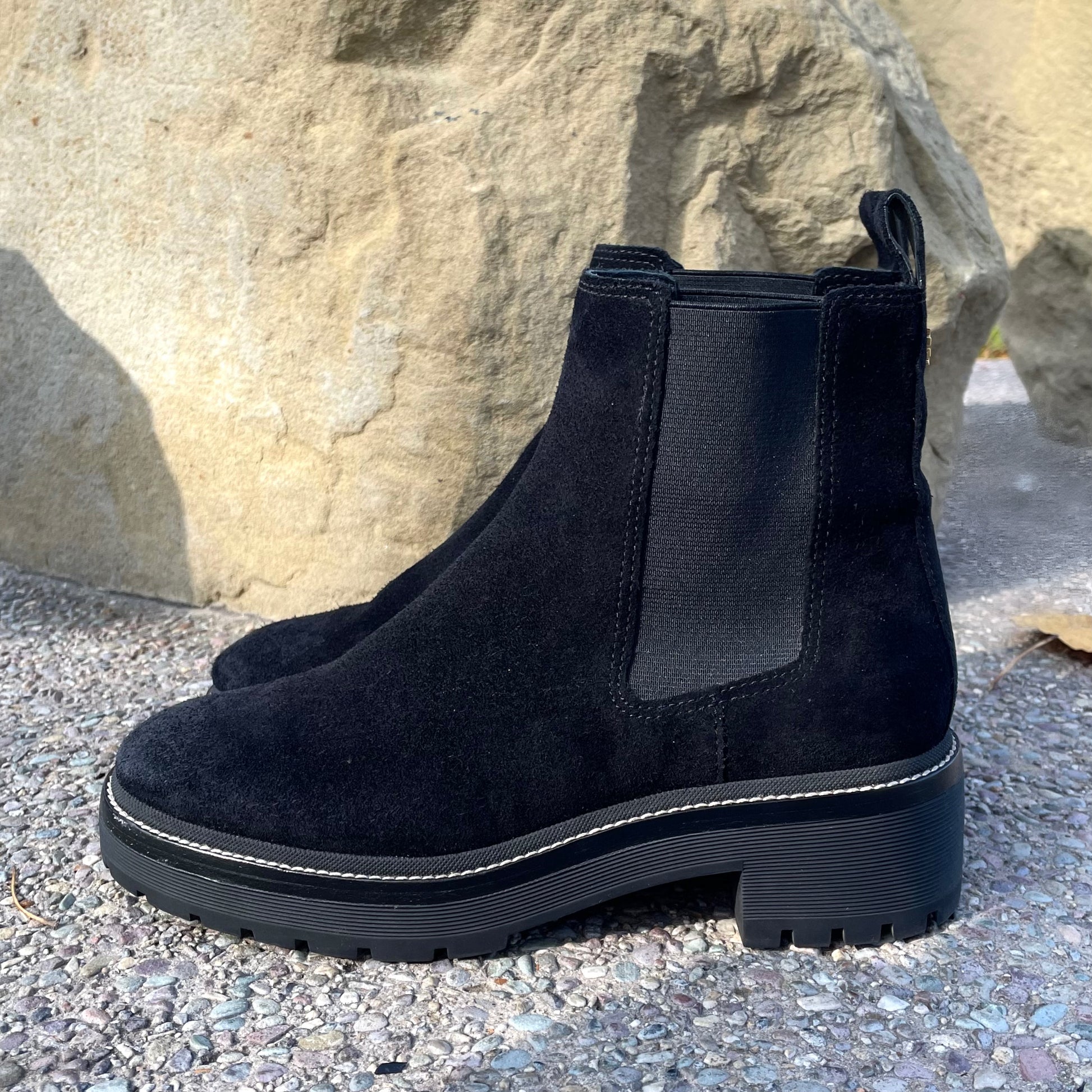 Tory burch black suede booties online