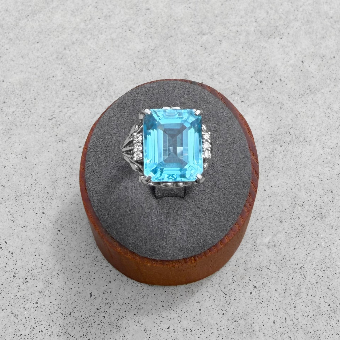 Platinum Blue Topaz & Diamonds Ring