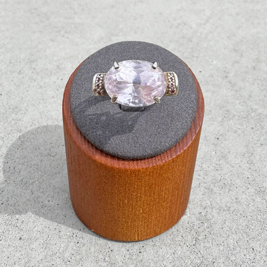 Pink Kunzite & Rubies Sterling Silver Ring
