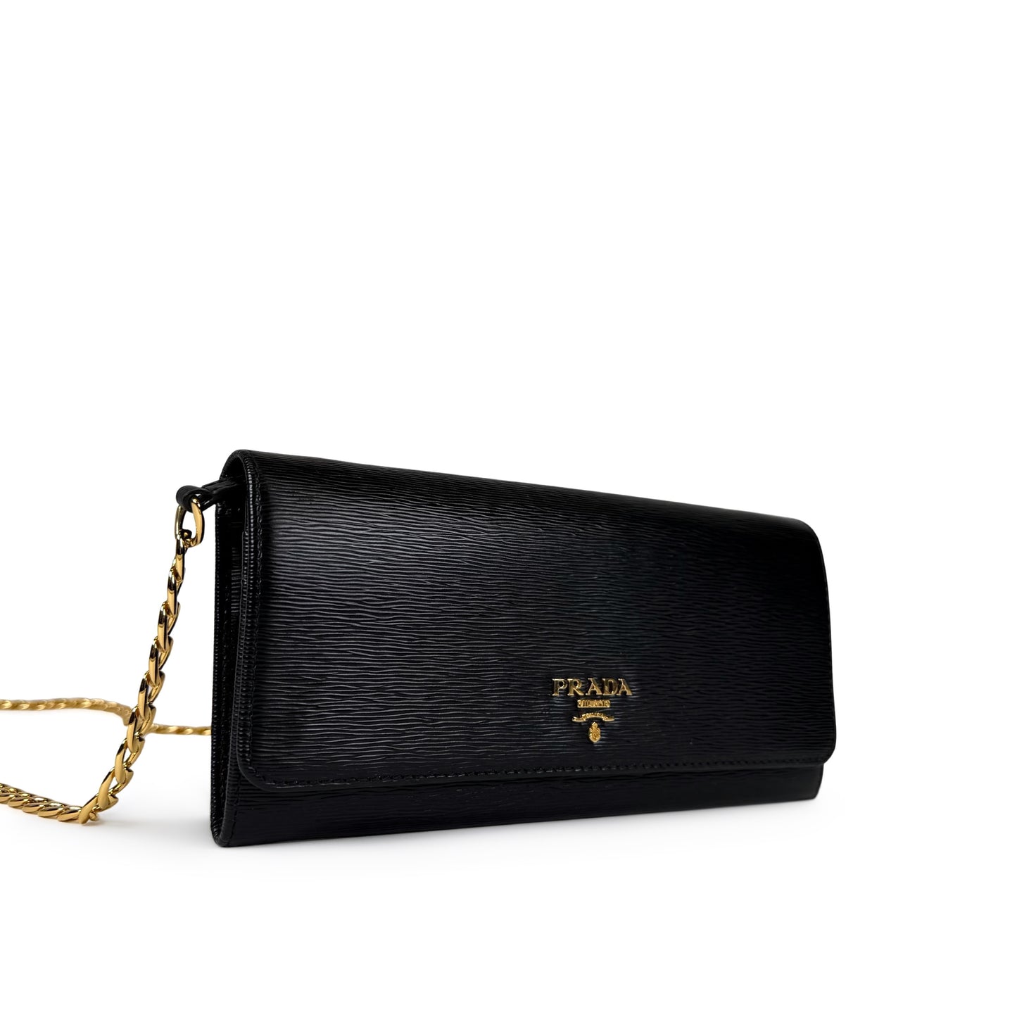 Prada Vitello Move Leather Wallet On Chain