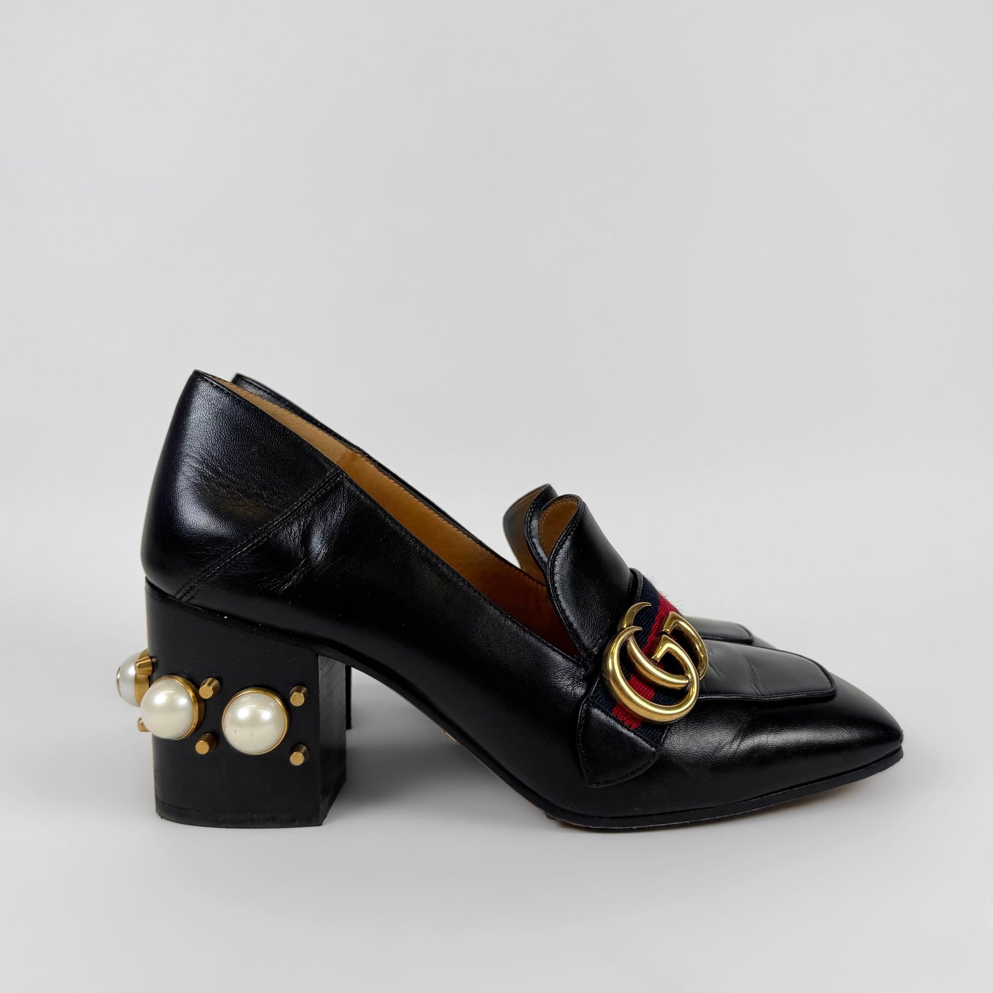 Gucci Pearl Peyton Marmont Heeled Loafers