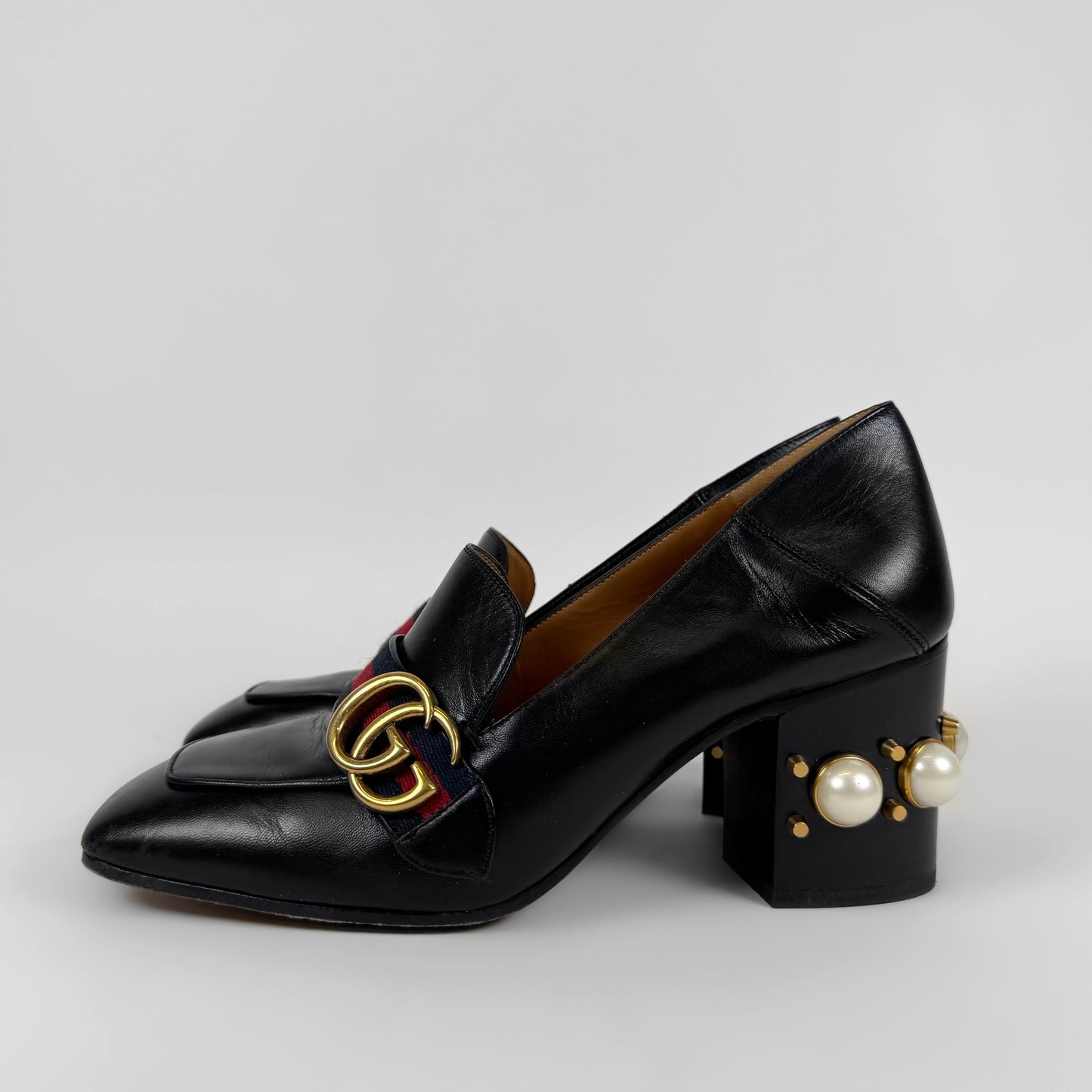 Gucci Pearl Peyton Marmont Heeled Loafers