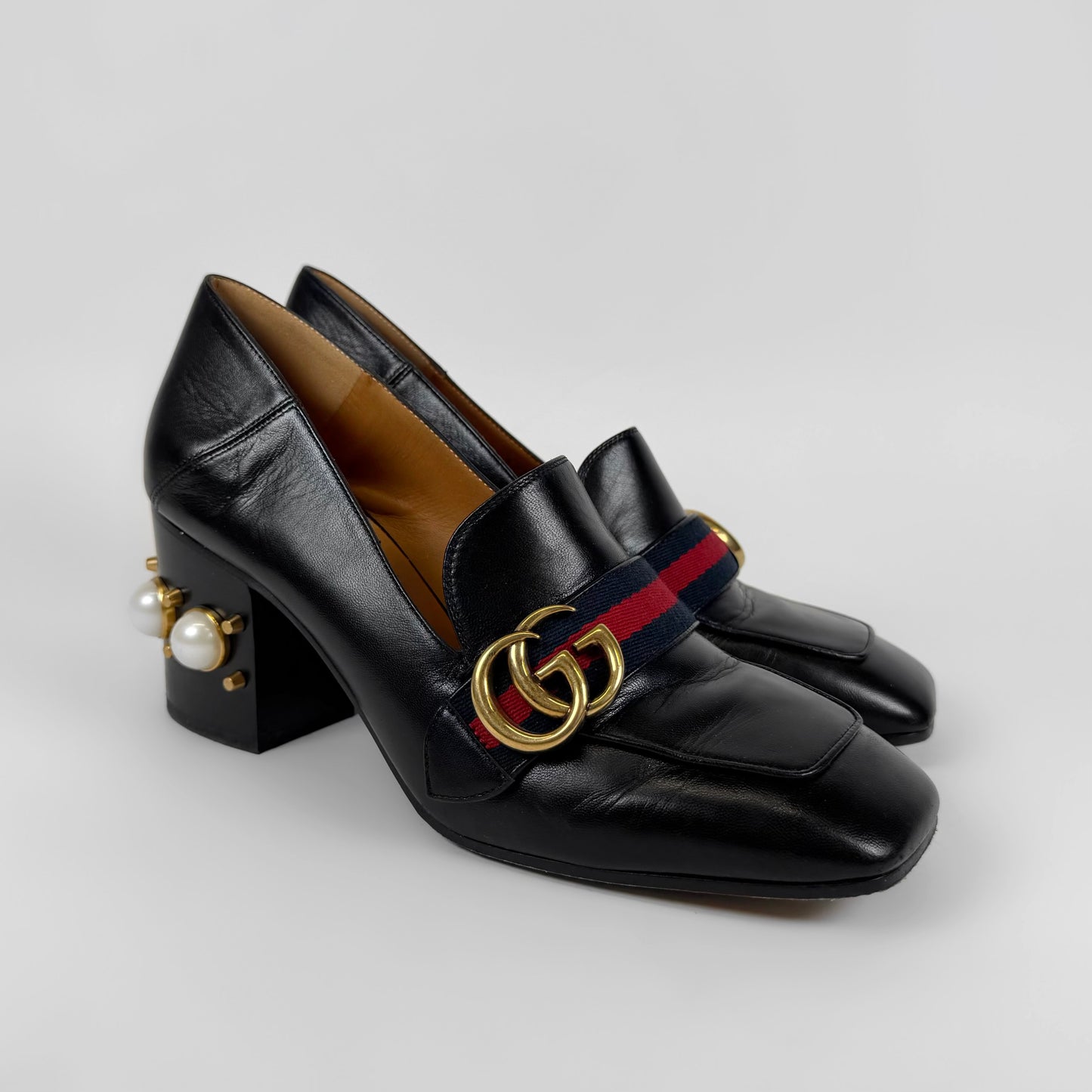 Gucci Pearl Peyton Marmont Heeled Loafers
