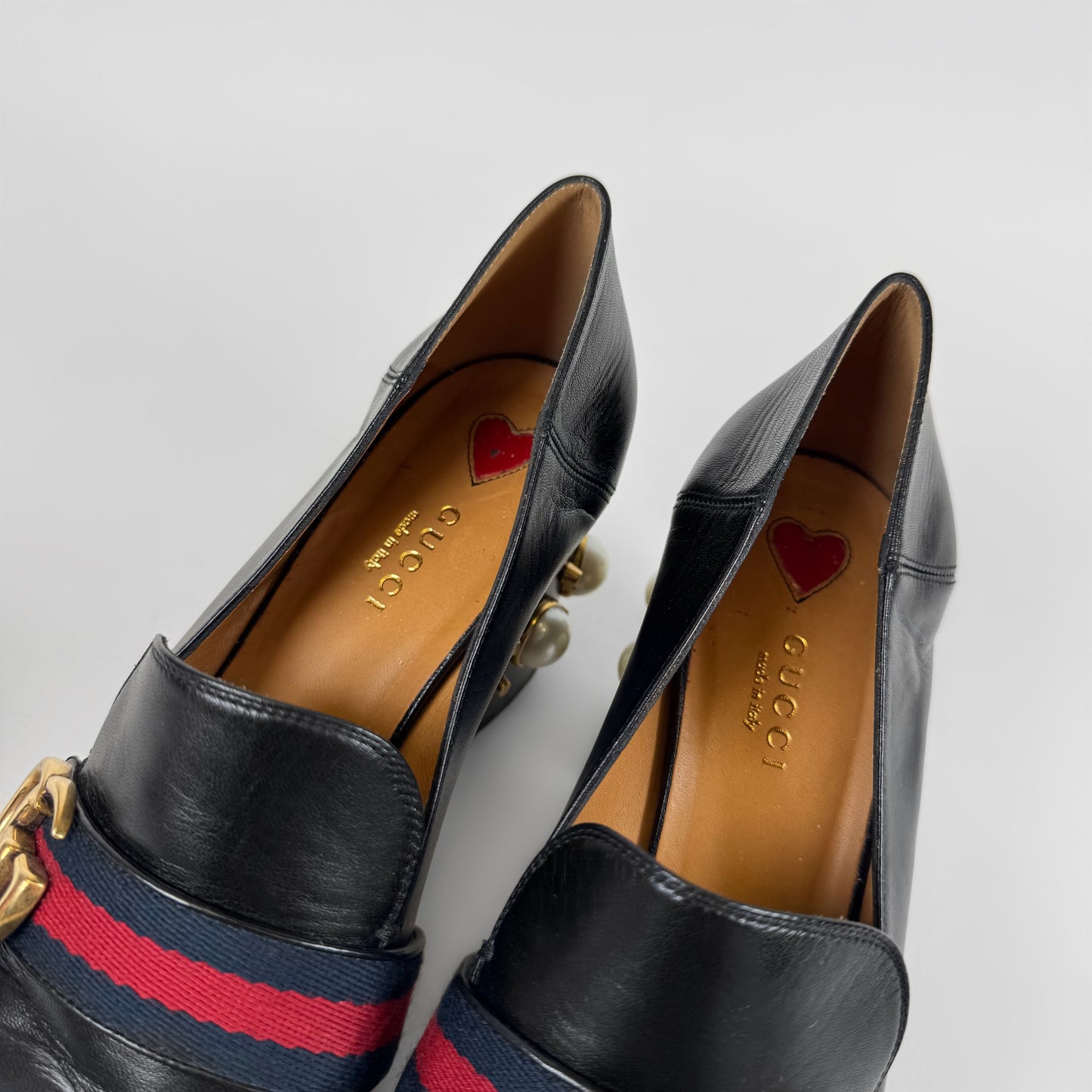 Gucci Pearl Peyton Marmont Heeled Loafers