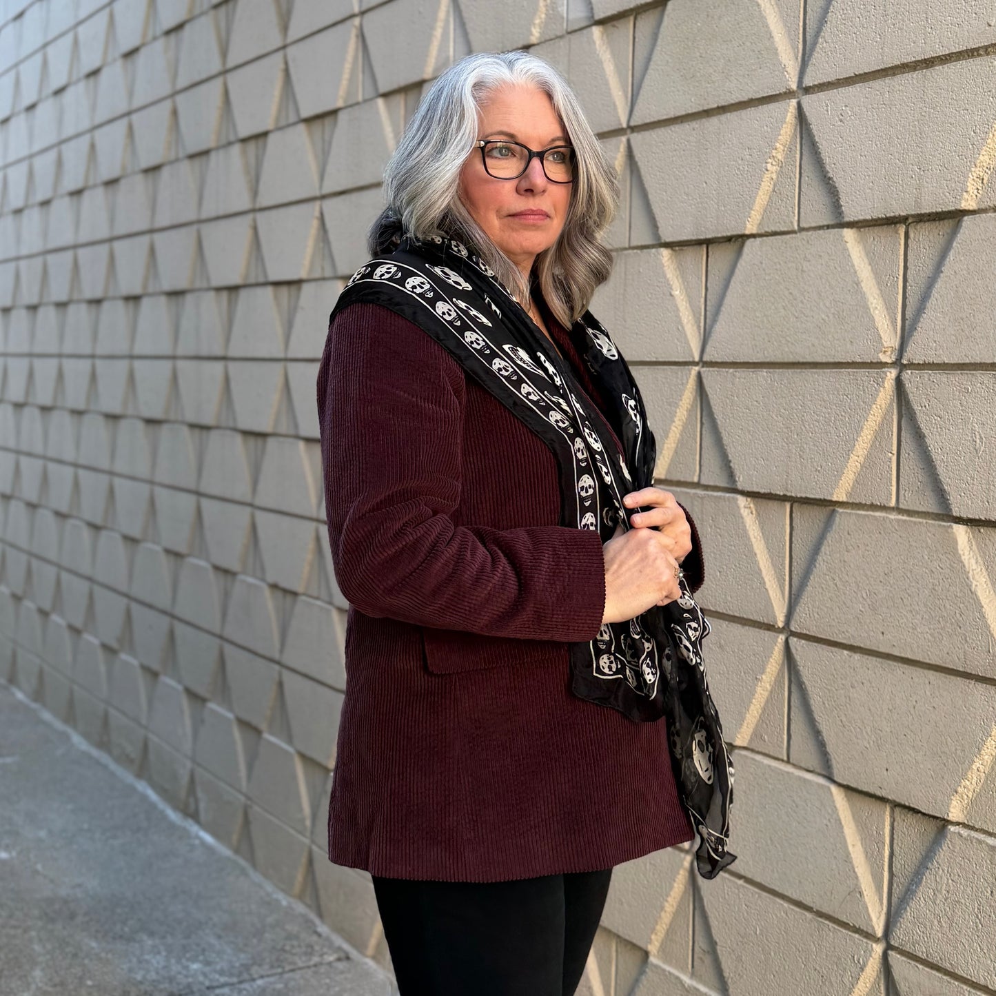 Alexander McQueen Black White Skull Scarf