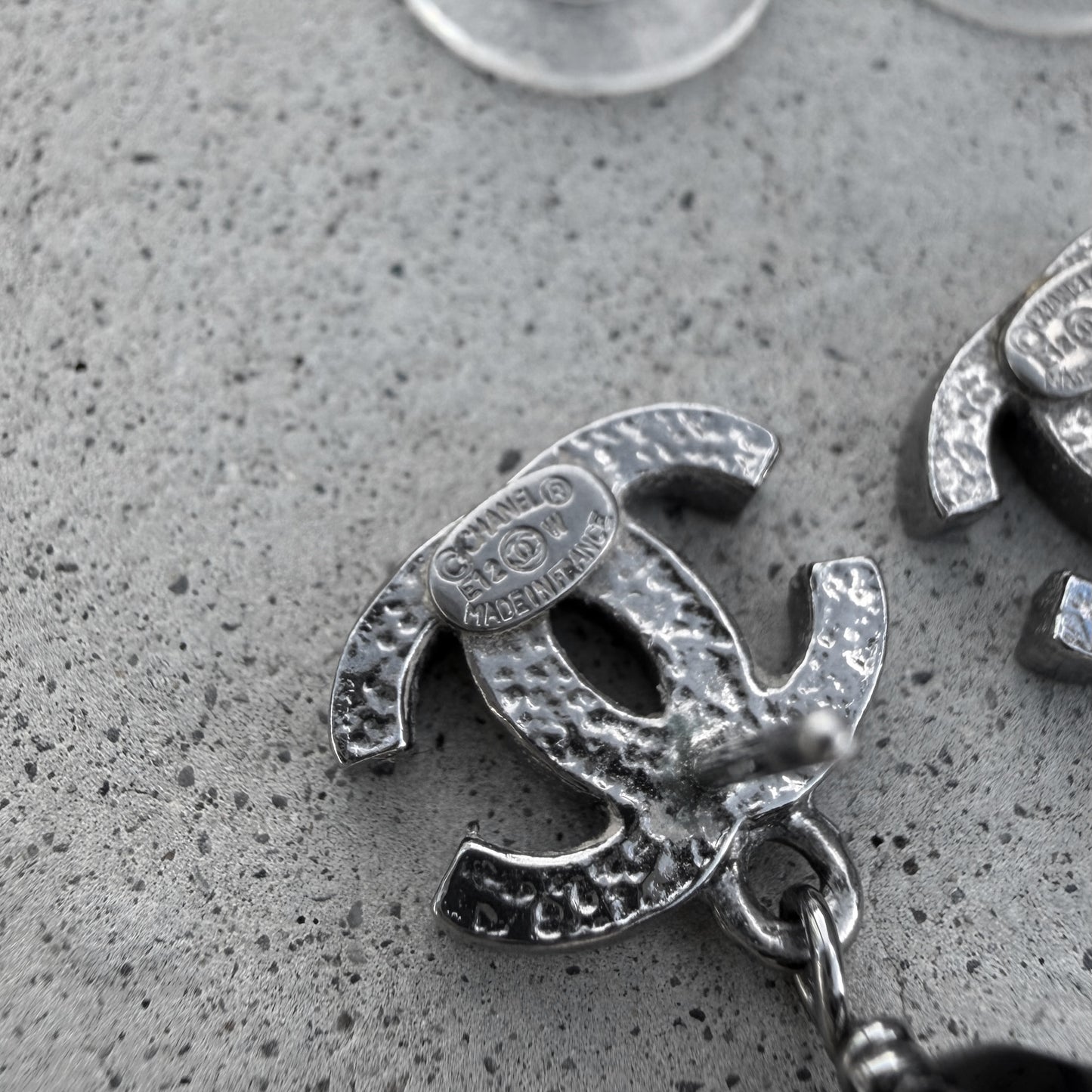 Chanel CC Black Bead Drop Earrings