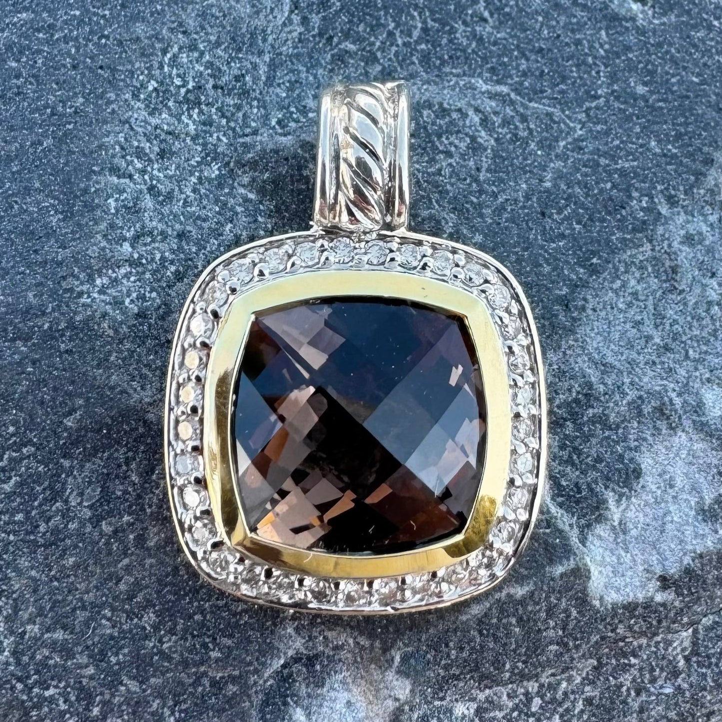 David Yurman Smoky Topaz Albion Enhancer Pendant