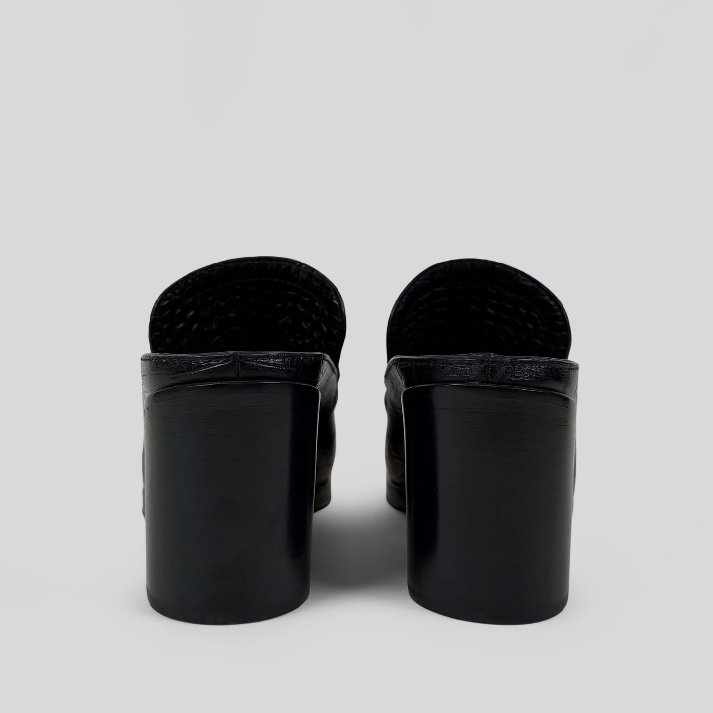 Bottega Veneta Croc-Embossed Leather Loafer Mules