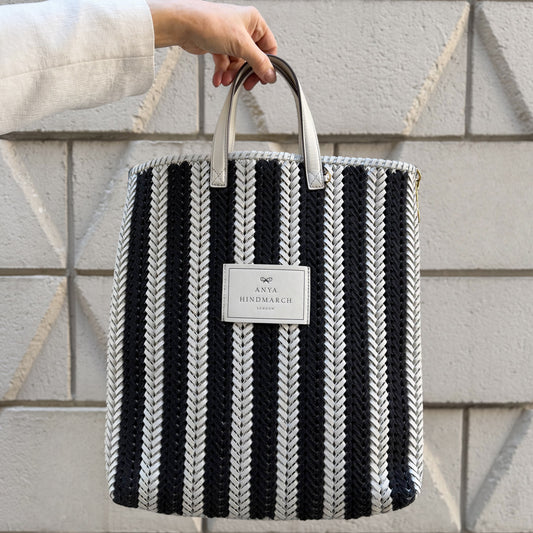 Anya Hindmarch Neeson Striped Woven-Leather Tote Bag