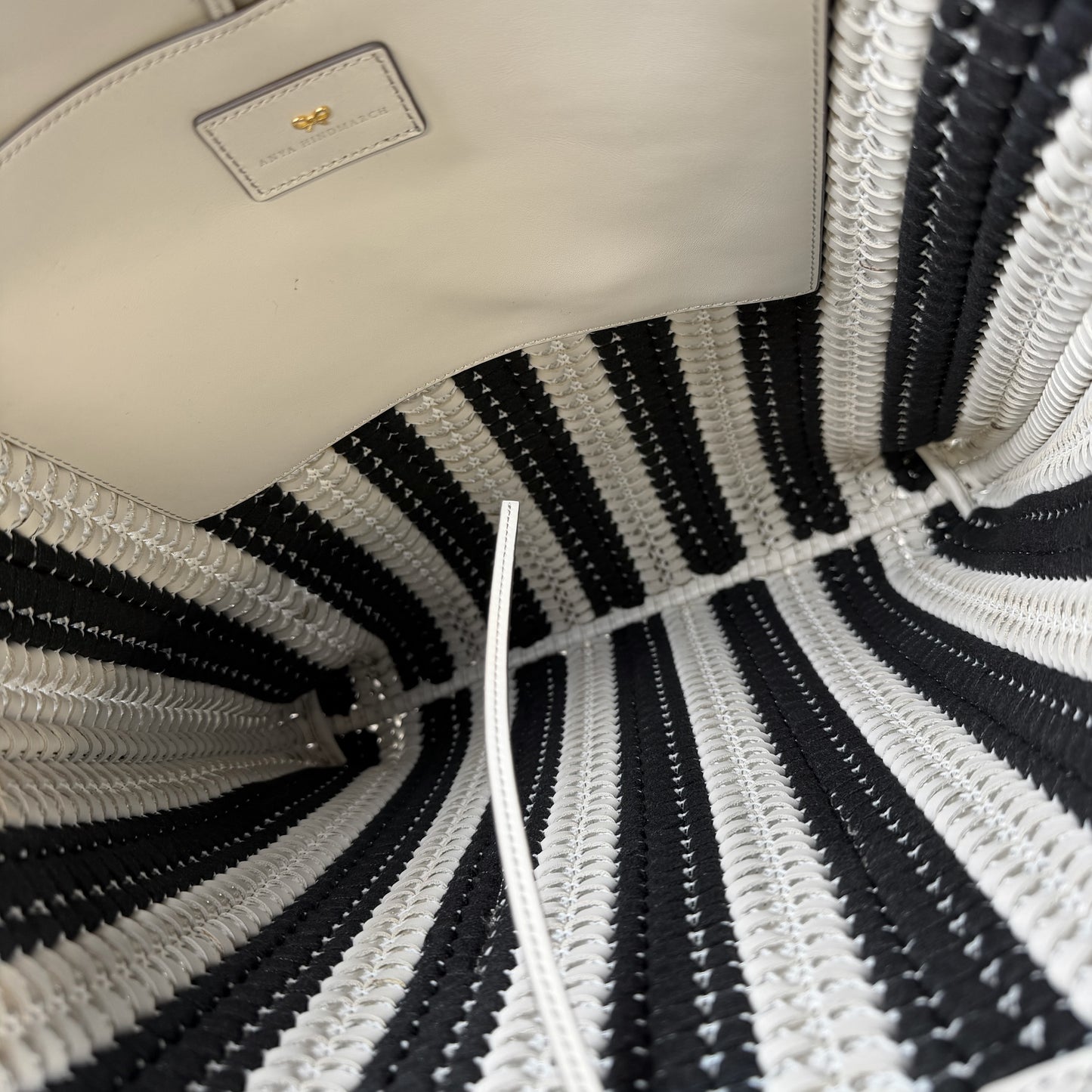 Anya Hindmarch Neeson Striped Woven-Leather Tote Bag