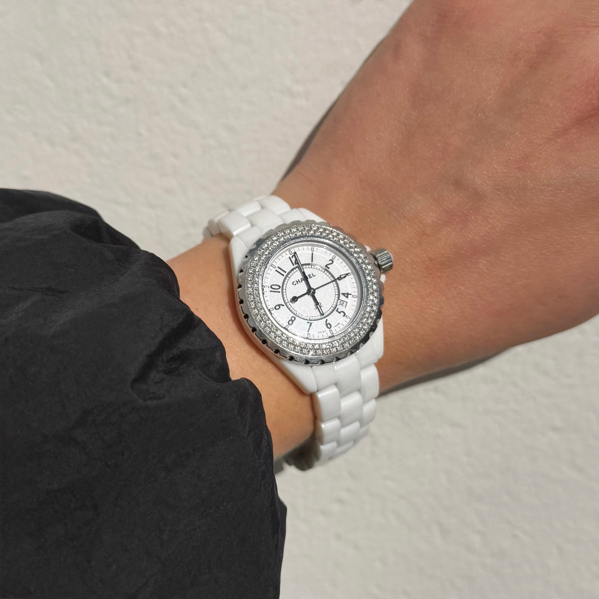 Chanel J12 White Ceramic Diamond Bezel Watch