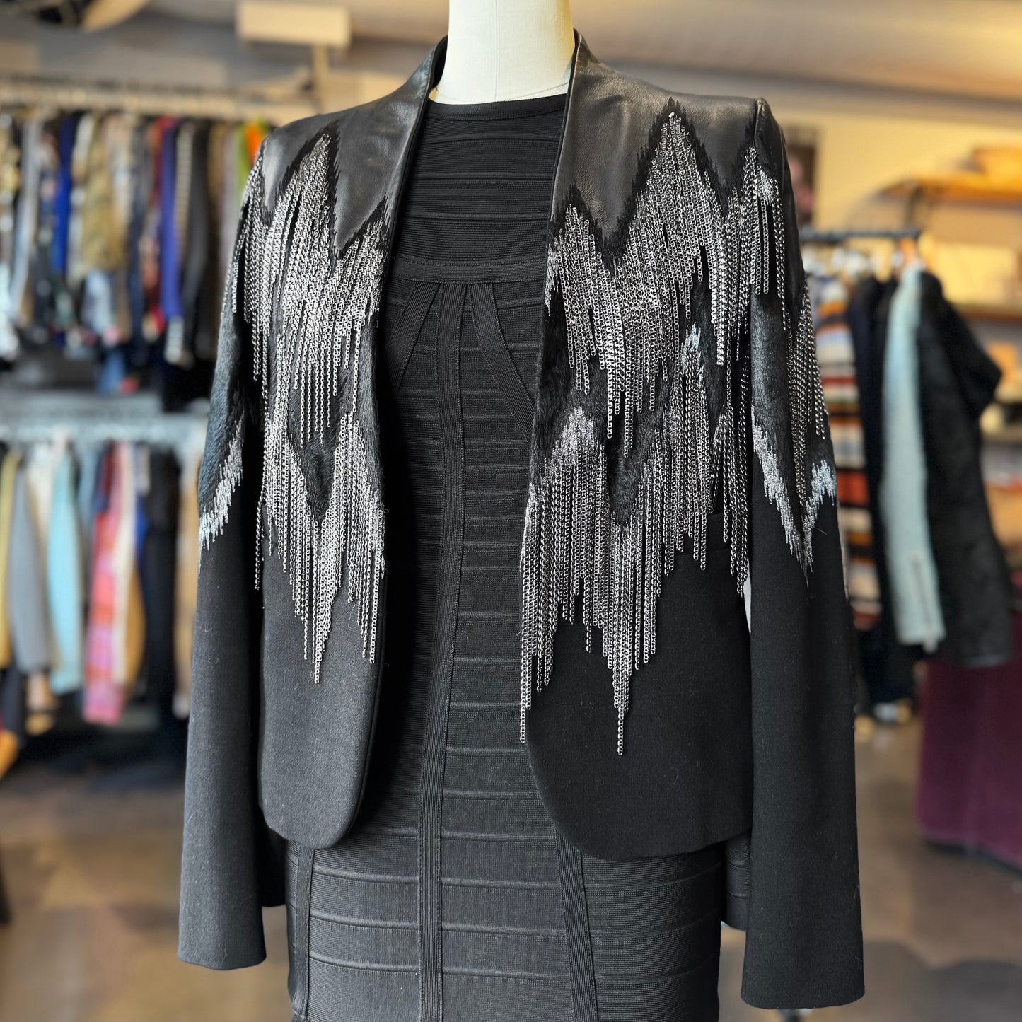 Emilio Pucci Chain Lambskin Calf Hair Blazer