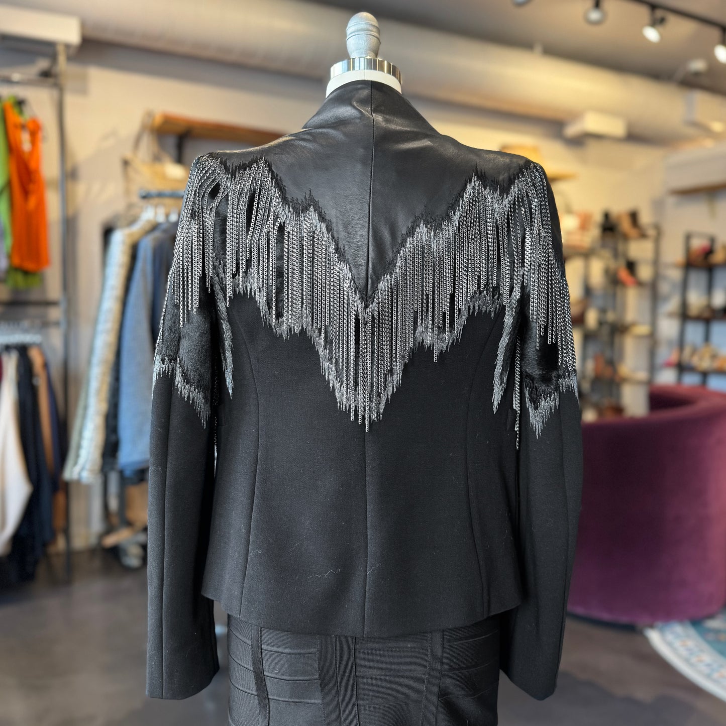 Emilio Pucci Chain Lambskin Calf Hair Blazer