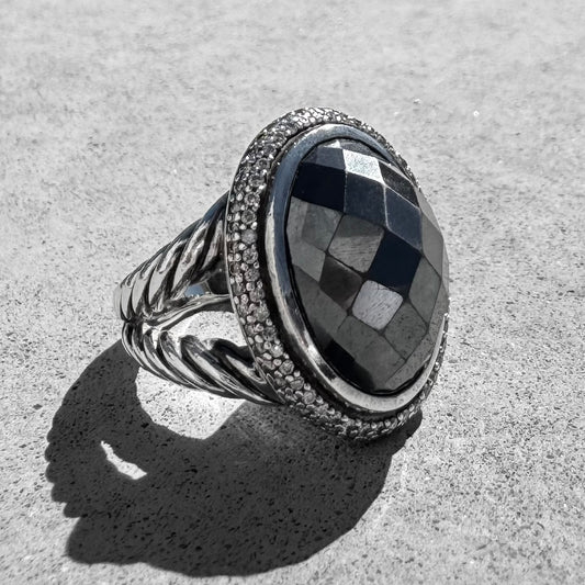 David Yurman Hematite and Diamonds Albion Ring