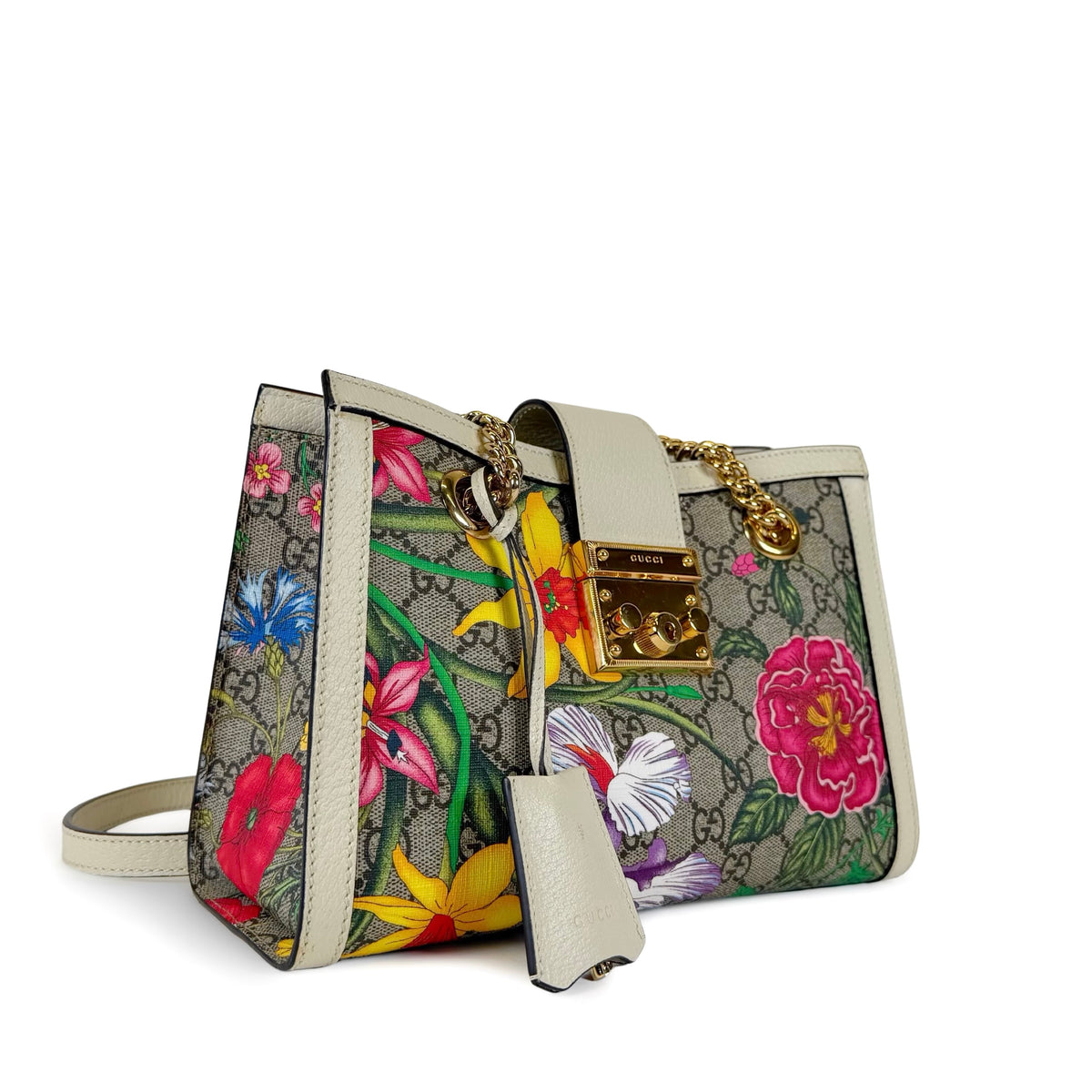 Gucci Padlock GG Supreme Flora Small Shoulder Bag