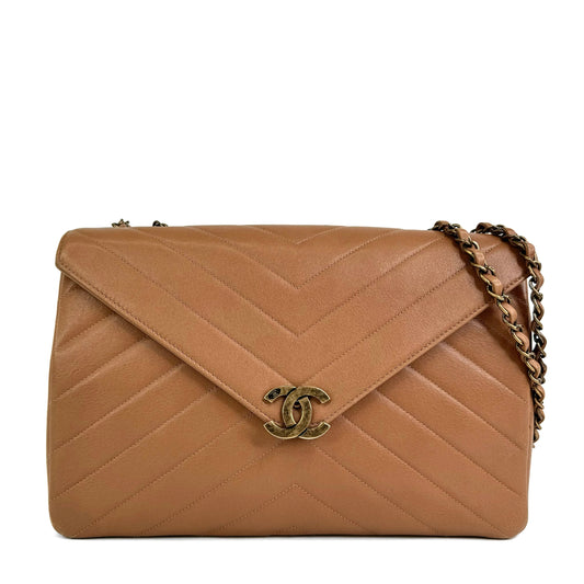 Chanel Coco Envelope Chevron Large Flap Bag